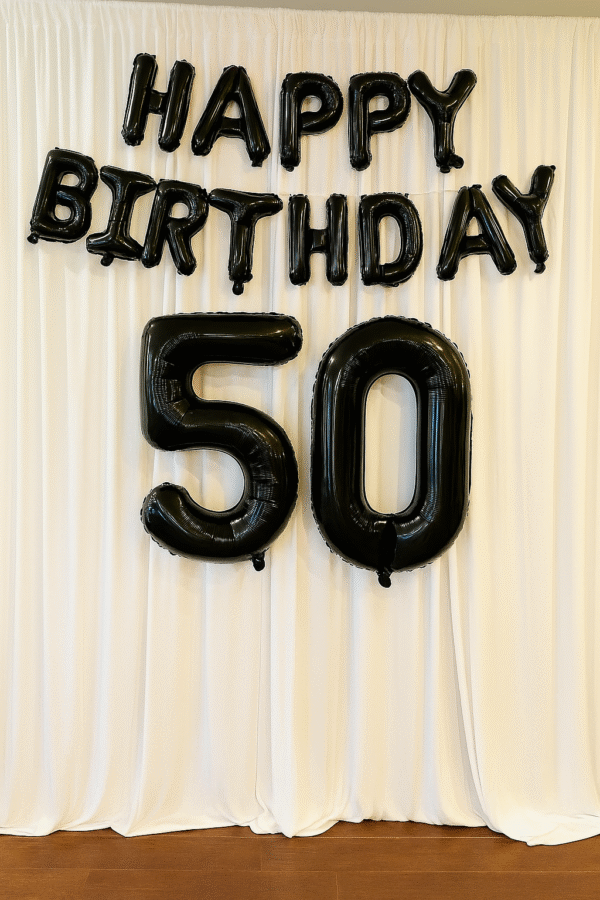 Happy Birthday banner decoration for parties and celebrations.
