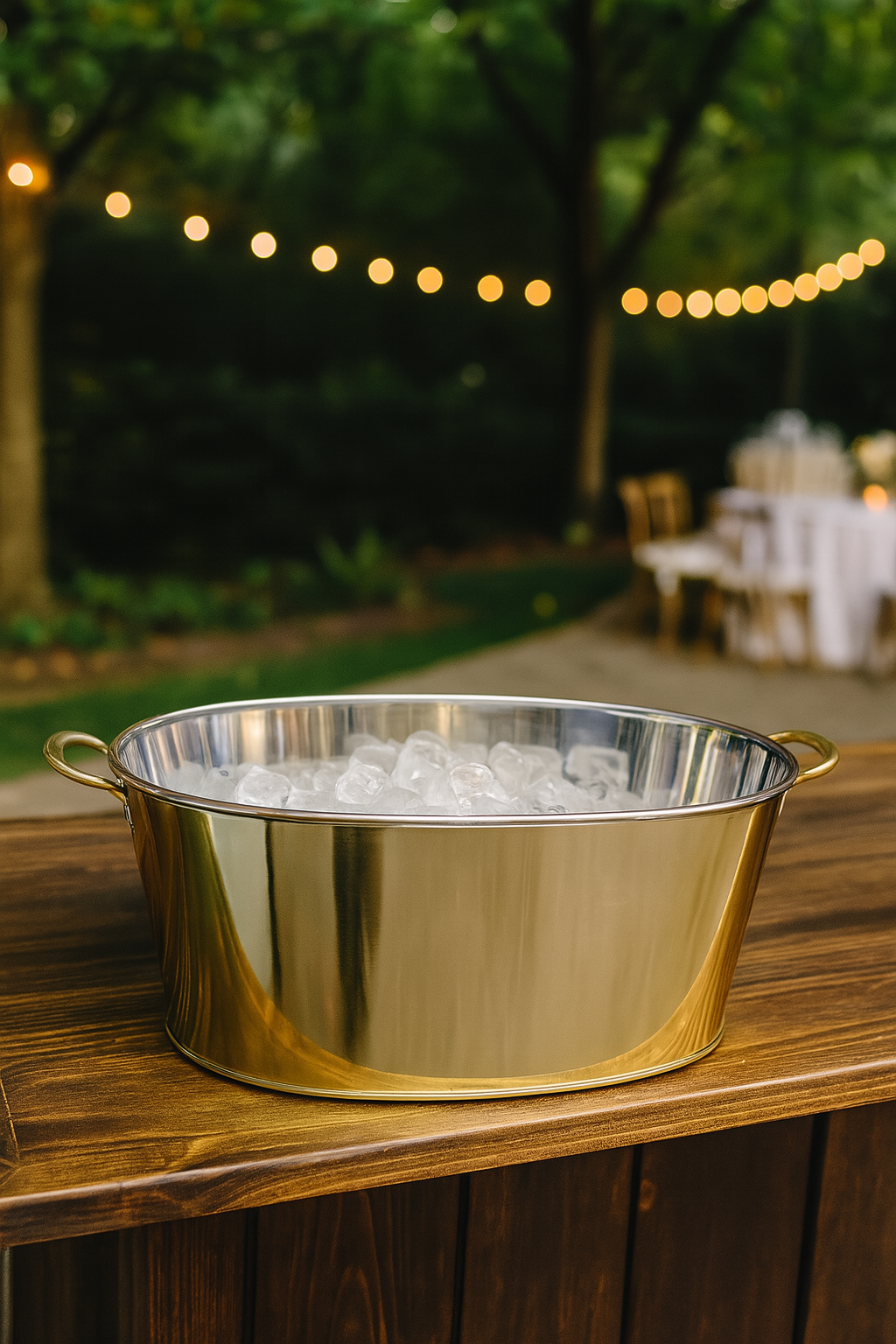 Ice bucket for serving and chilling drinks at events.