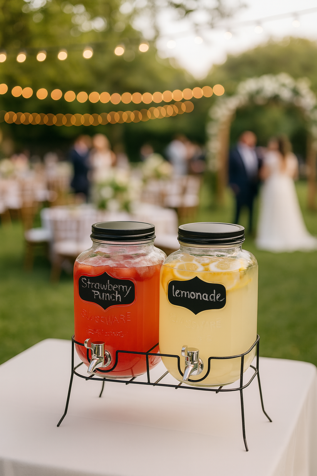 Glass beverage dispenser for serving drinks at events.