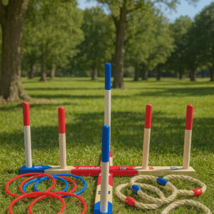 Ring toss wooden game set for parties and outdoor events.