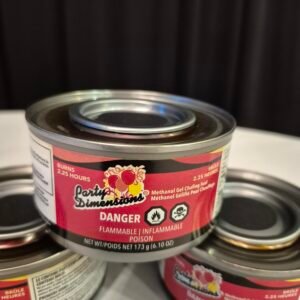Methanol gel chafing fuel can for food warming.