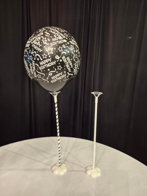 White balloon stick stand for party and event decorations.