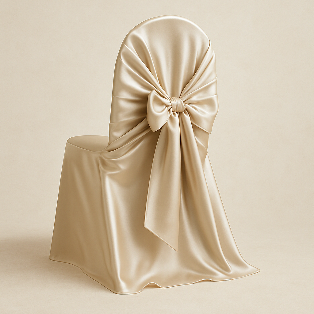 Elegant chair cover for weddings, parties, and special events.
