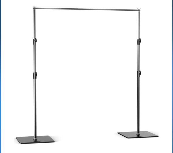 Adjustable backdrop stand for events and photography setups.