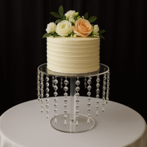 Clear acrylic cupcake stand and cake stand for dessert display.