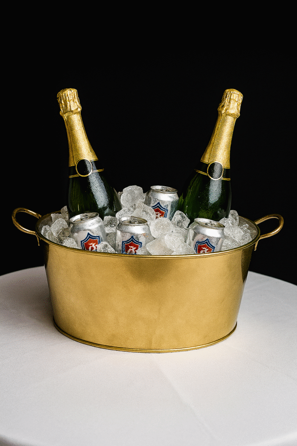 Large ice bucket for chilling drinks at parties and events.