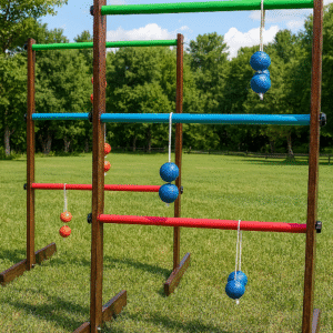 Wooden ladder toss game set for outdoor parties and events.
