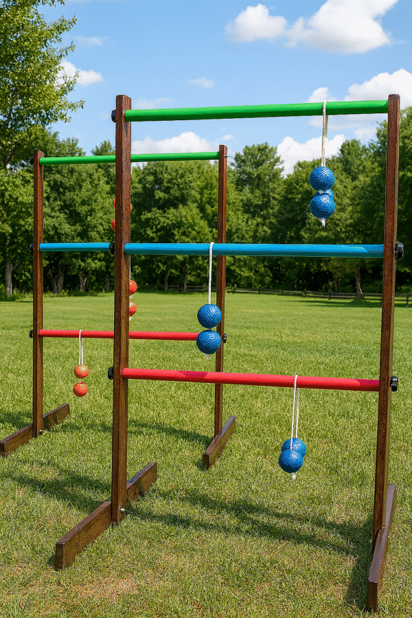 Wooden ladder toss game set for outdoor parties and events.