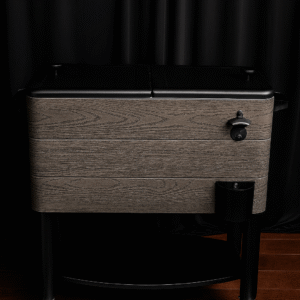 Rolling cooler for parties and outdoor events, labeled as best rolling cooler.