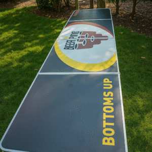 Beer pong table set up for parties and events.