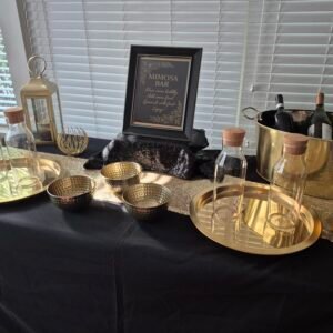 Elegant bar table gold design for parties and events.