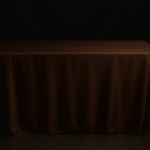 Brown rectangle tablecloth on an event table.
