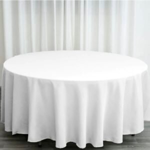 White round tablecloth on an event table.